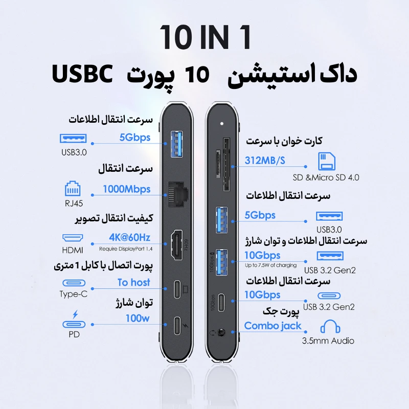 داک استیشن 10پورت لنشن مدل D65