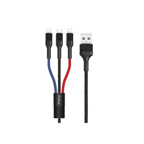 کابل تبدیل USB به USB-C / microUSB / لایتنینگ پرووان مدل PCC280 طول 1 متر قیمت پرووان لوازم جانبی ProOne پرووان قیمت لوازم جانبی ProOne کابل و دانگل