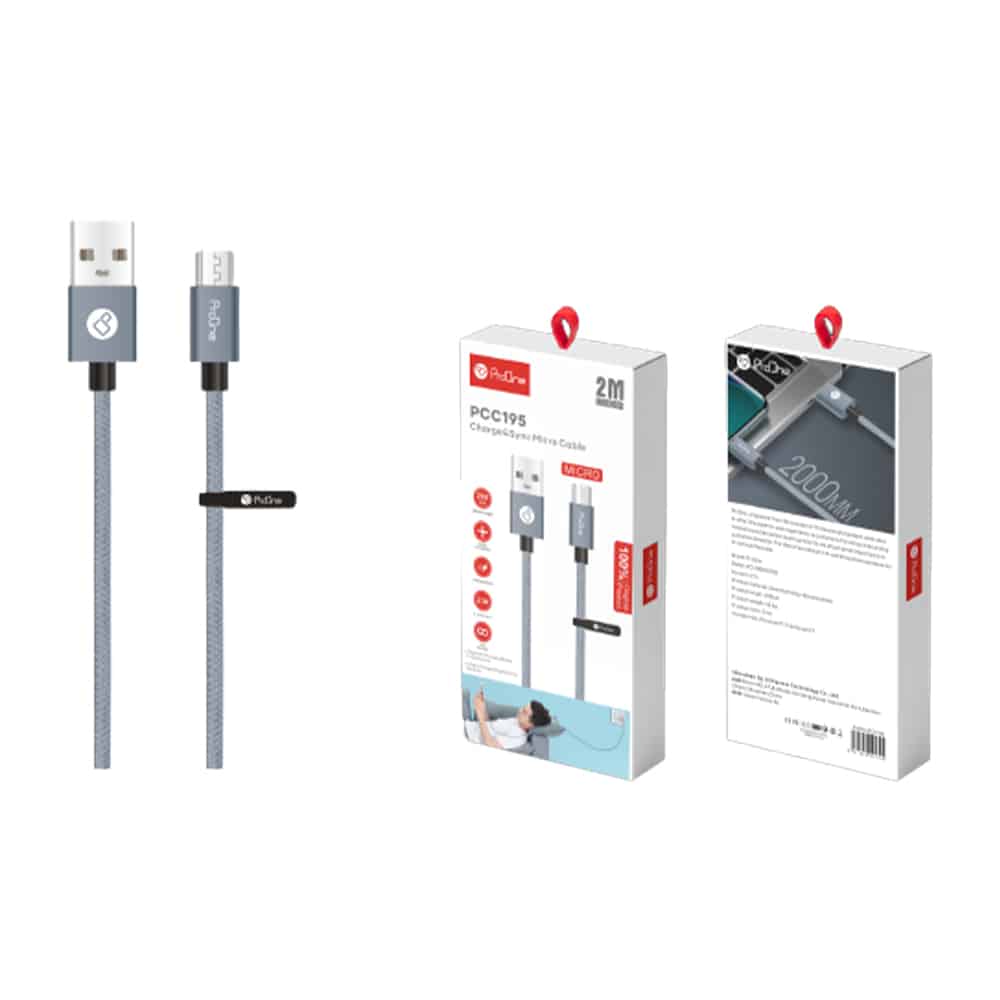 کابل تبدیل USB به MicroUSB پرووان مدل PCC195 طول 2 متر قیمت پرووان لوازم جانبی ProOne پرووان قیمت لوازم جانبی ProOne کابل و دانگل