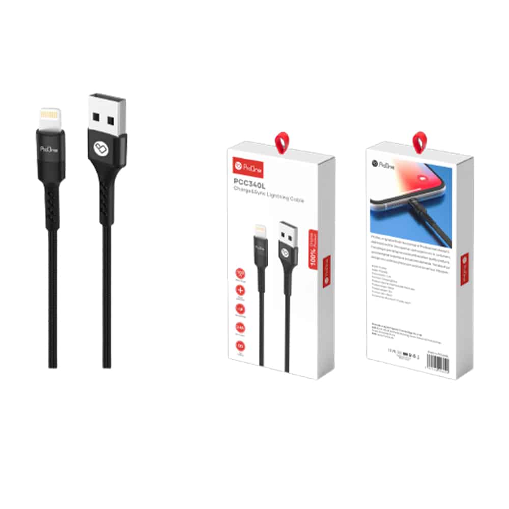 کابل تبدیل USB به لایتنینگ پرووان مدل PCC340L قیمت پرووان لوازم جانبی ProOne پرووان قیمت لوازم جانبی ProOne کابل و دانگل