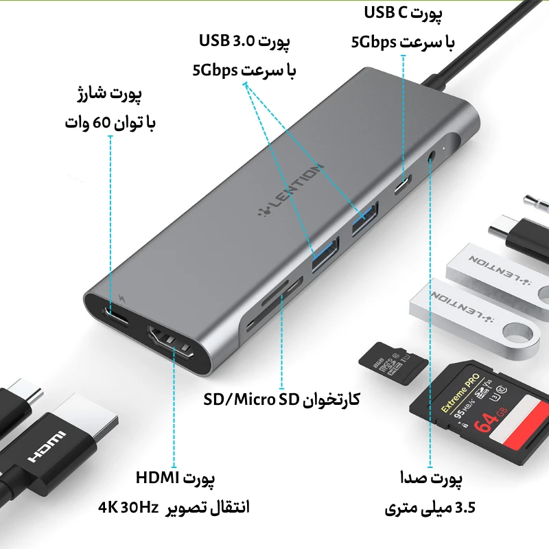 قیمت هاب 8 پورت C37-1M USB C دیجیکالا و قیمت ترب هاب 8 پورت C37-1M USB C