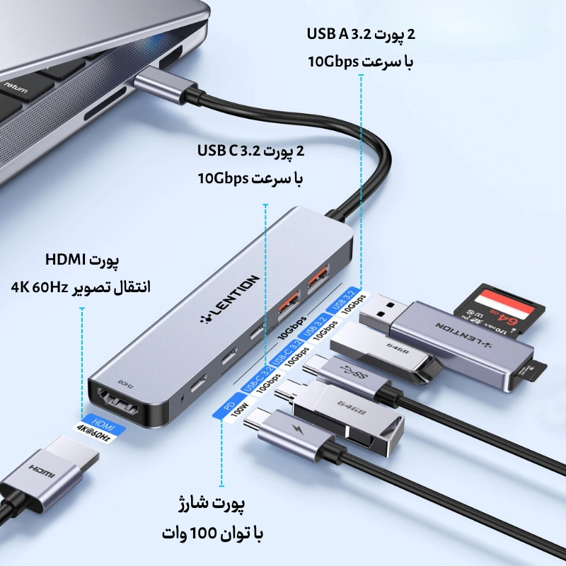 قیمت هاب 6 پورت CE37 USB C دیجیکالا و قیمت ترب هاب 6 پورت CE37 USB-C