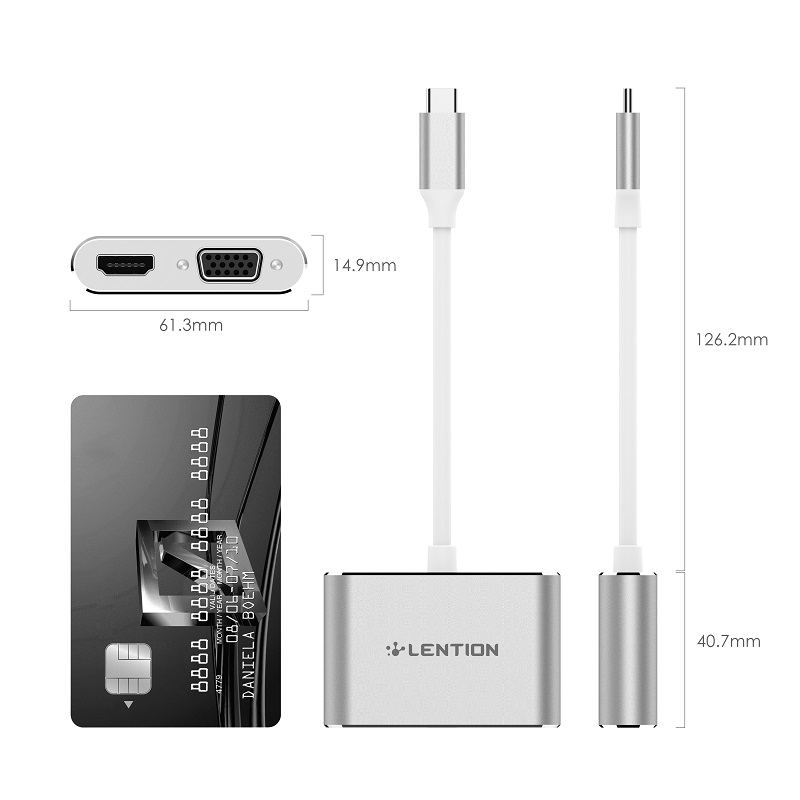 قیمت مبدل USB C به C51SHV VGA&HDMI دیجیکالا و قیمت ترب مبدل USB-C لنشن C51SHV