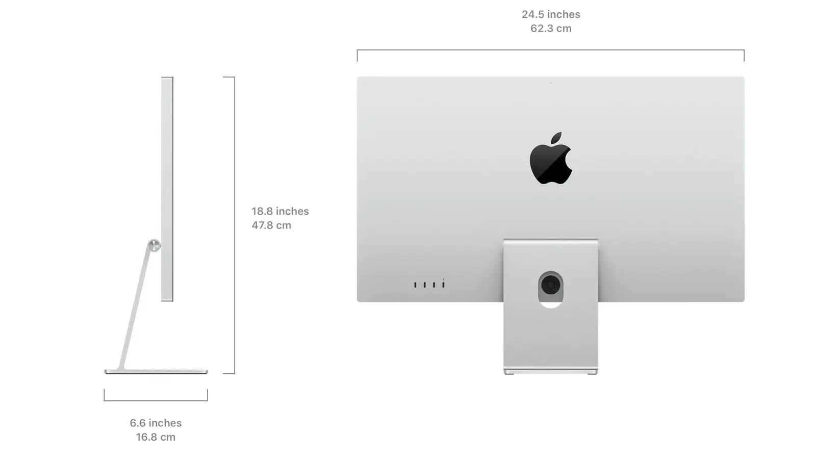 ابعاد مانیتور "27 اپل Studio Display Standard Glass