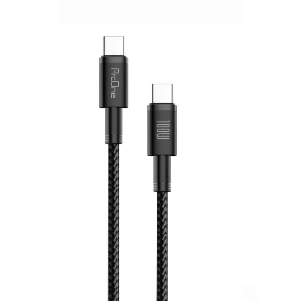 کابل تبدیل USB-C پرووان مدل PCC111 100W PD طول 1متر قیمت پرووان لوازم جانبی ProOne پرووان قیمت لوازم جانبی ProOne کابل و دانگل