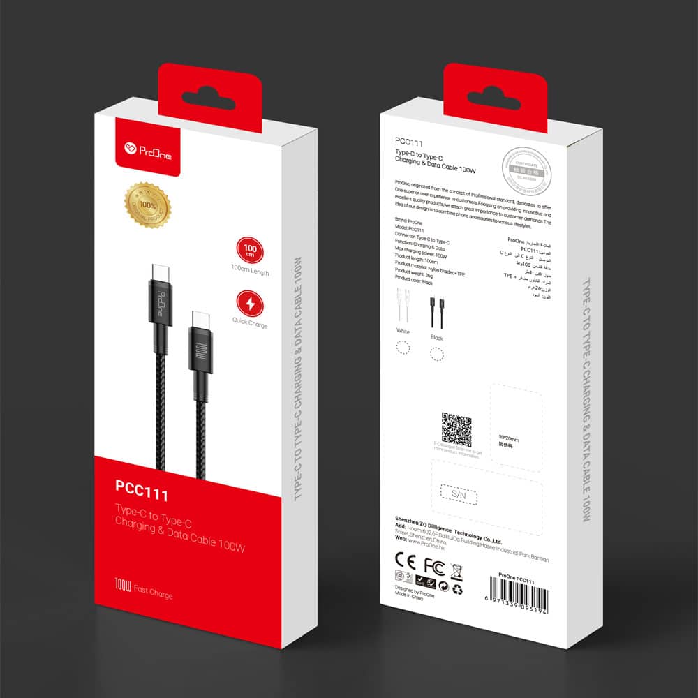 Proone USB-C conversion cable PCC111 100W PD قیمت پرووان لوازم جانبی ProOne پرووان قیمت لوازم جانبی ProOne کابل و دانگل