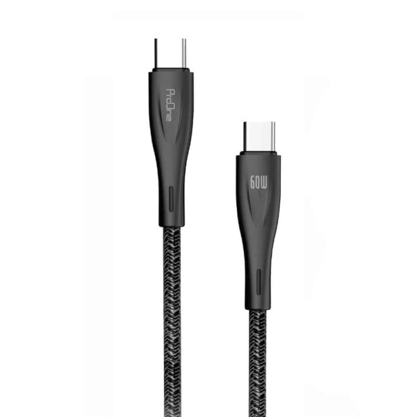 کابل تبدیل USB-C به USB-C پرووان مدل 60W-PCC112 طول 1 متر قیمت پرووان لوازم جانبی ProOne پرووان قیمت لوازم جانبی ProOne کابل و دانگل