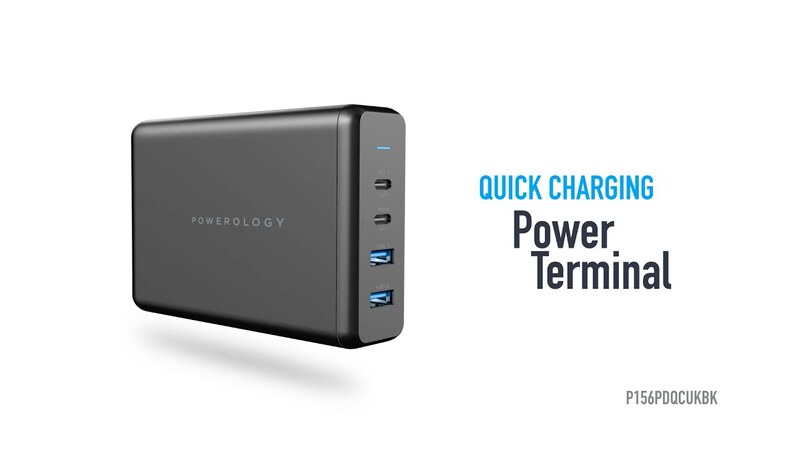 فروش آنلاین قیمت ارازن هاب شارژر رومیزی 156 وات پاورولوژی Powerology 4-Output 156W Quick Charging Power Terminal | 