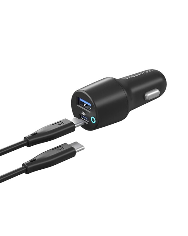 قیمت شارژر فندکی 53 وات پاورولوژی Powerology Car Charger with Cable 53W به همراه کابل USB-C /