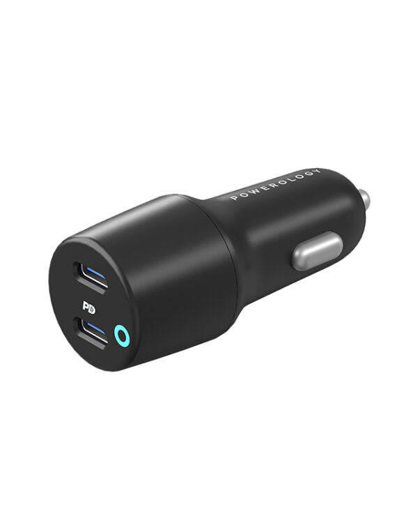 قیمت شارژر فندکی 45 وات پاورولوژی Powerology Ultra-Quick Car Charger with Dual Output PCCSR006 /