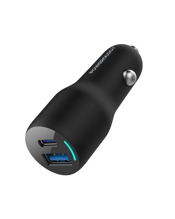 قیمت شارژر فندکی 53 وات پاورولوژی Powerology 35W Dual Ports Car Charger PCCSR012 /