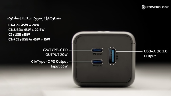 فروش آنلاین قیمت ارازن پاوربانک 20000 میلی آمپر پاورولوژی Powerology 20000mAh 65W Onyx Power Bank PPBCHA19 | 