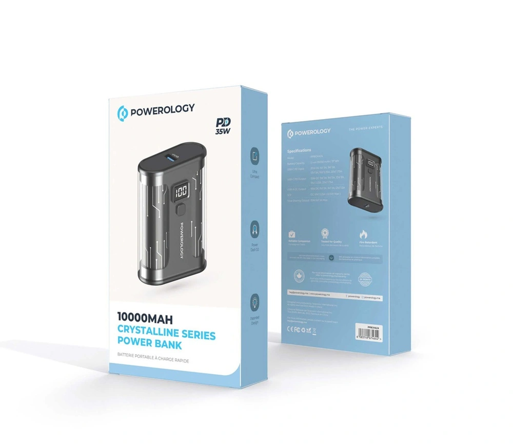 قیمت پاوربانک 10000 میلی آمپر پاورولوژی Powerology Crystalline Series Powerbank 10000mAh PD 35W PPBCHA24 /