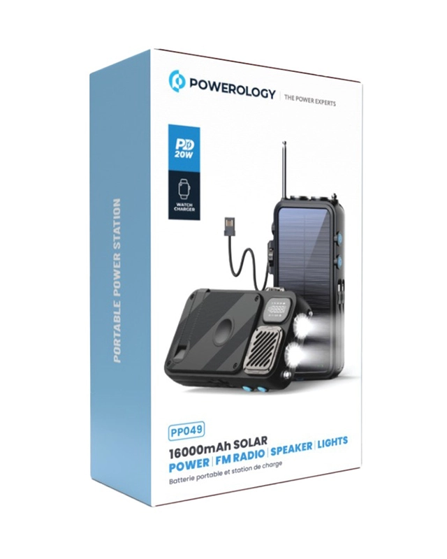 قیمت پاوربانک خورشیدی 16000 میلی آمپر پاورولوژی Powerology 16000mAh Solar Power Bank PPBCHA49 /