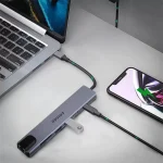 هاب USB-C با 7 پورت Porodo مدل PD-4K71C-GY