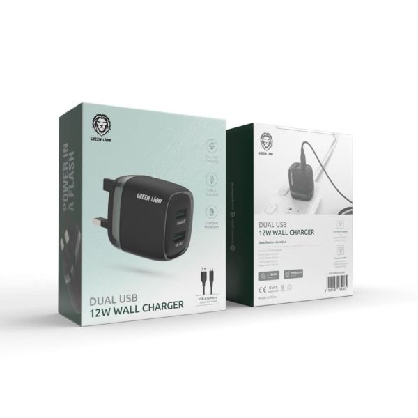 قیمت شارژر دیواری دوگانه با کابل یو ای بی آ به میکرو گرین Green dual usb 12w wall charger USB-A to Micro شارژر دیواری دوگانه با کابل یو ای بی آ به میکرو گرین Green dual usb 12w wall charger USB-A to Micro