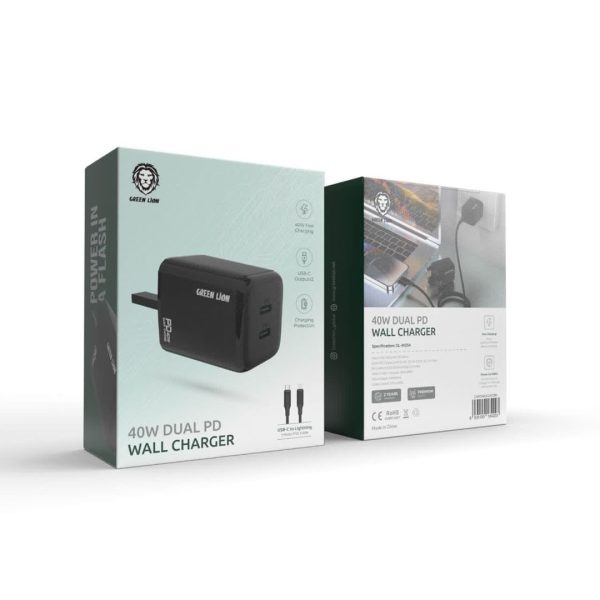 قیمت شارژر دیواری پی دی دوگانه 40 واتی با کابل تایپ سی به لایتنینگ گرین Green 40w dual PD wall charger GL-W23A شارژر دیواری پی دی دوگانه 40 واتی با کابل تایپ سی به لایتنینگ گرین Green 40w dual PD wall charger GL-W23A