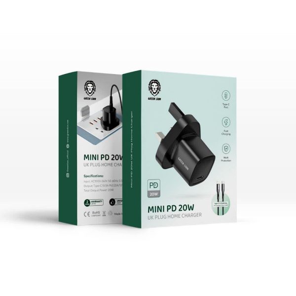 قیمت شارژر مینی پی دی 20 واتی با کابل تایپ سی به لایتنینگ گرین Green mini PD 20w UK plug charger شارژر مینی پی دی 20 واتی با کابل تایپ سی به لایتنینگ گرین Green mini PD 20w UK plug charger