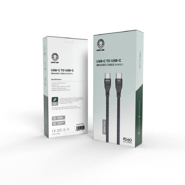 قیمت سیم شارژ تایپ سی به تایپ سی سری 2 گرین Green usb-c to usb-c braided cable- series 2 سیم شارژ تایپ سی به تایپ سی سری 2 گرین Green usb-c to usb-c braided cable- series 2