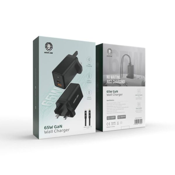 قیمت شارژر دیواری گان 65 واتی گرین Green 65W Gan Wall Charger with USB-C to Lightning Cable شارژر دیواری گان 65 واتی گرین Green 65W Gan Wall Charger with USB-C to Lightning Cable