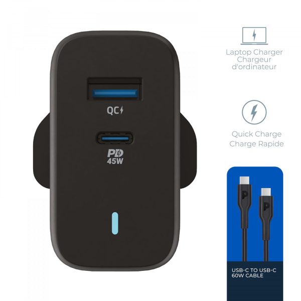 قیمت شارژر دیواری 63 وات پاورولوژی Powerology 63W Ultra-Quick GaN Charger with USB-C Cable /