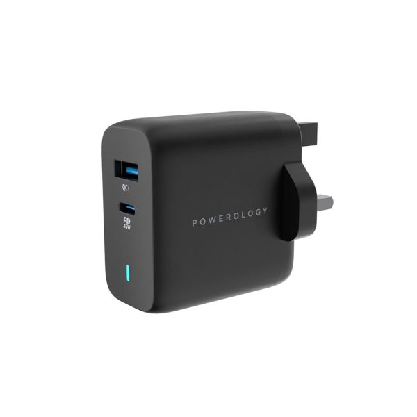 قیمت شارژر دیواری 63 وات پاورولوژی Powerology 63W Ultra-Quick GaN Charger with USB-C Cable /