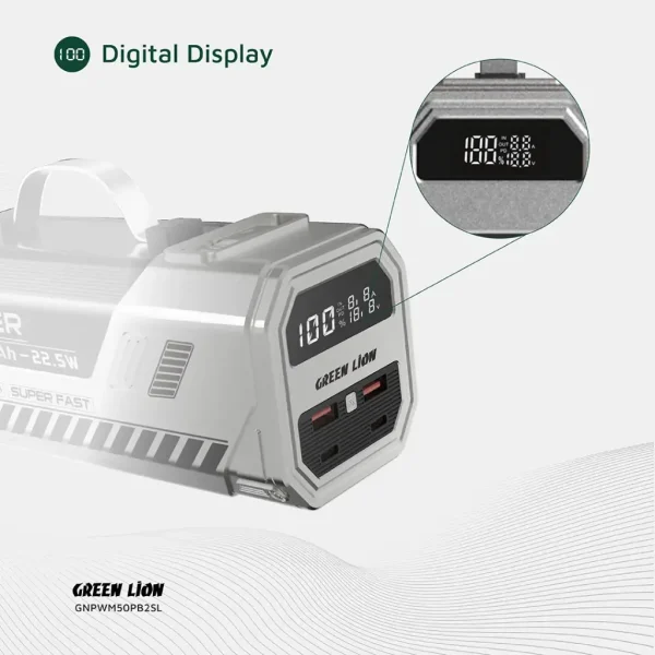پاوربانک 50000 میلی آمپر و چراغ اضطراری گرین لاین مدل GNPWM50PB2 - 22.5W - Image 7