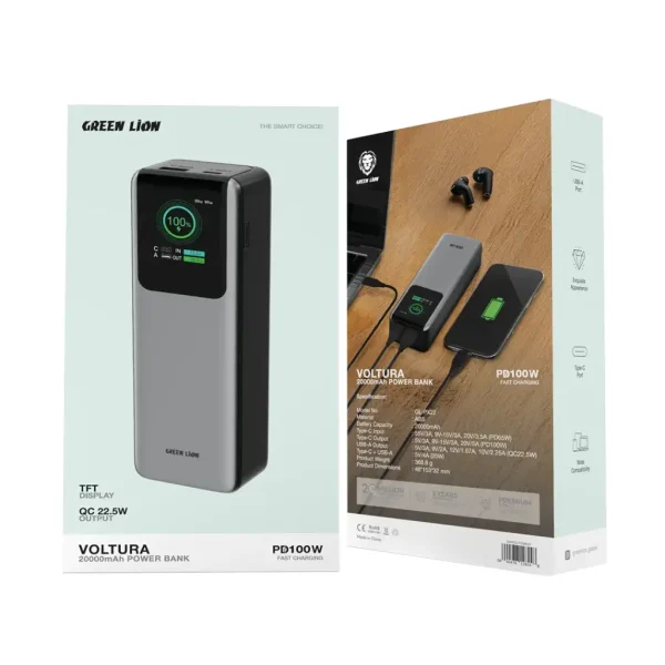 پاوربانک 20000 میلی‌آمپر Voltura گرین لاین مدل PD 100W - Image 5