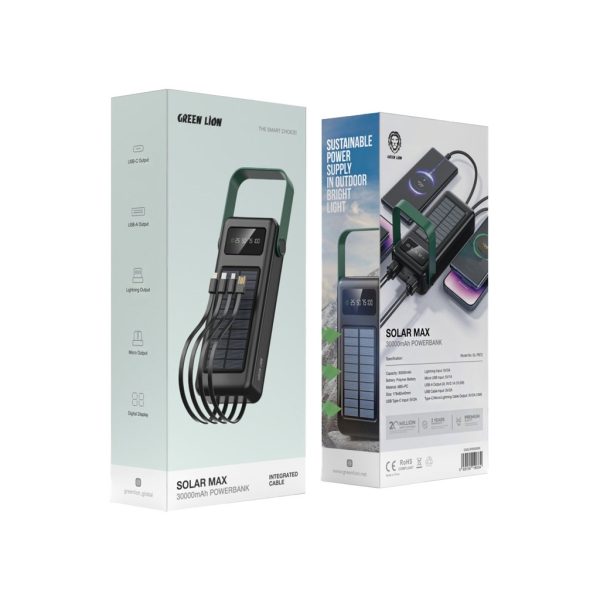 پاوربانک خورشیدی گرین لاین مدل Solar max با ظرفیت 30000 میلی‌آمپر ساعت - Image 2