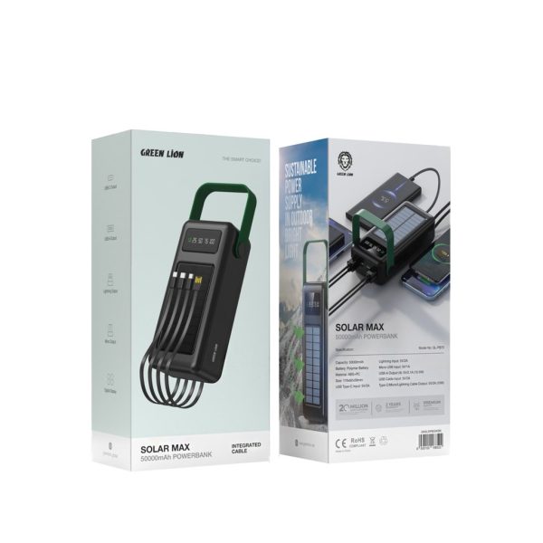پاوربانک خورشیدی گرین لاین مدل Solar max با ظرفیت 50000 میلی‌آمپر ساعت - Image 2