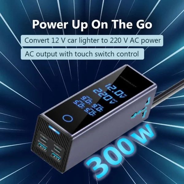 اینورتر خودرو پاورولوژی Powerology 300W Power Inverter PWC044